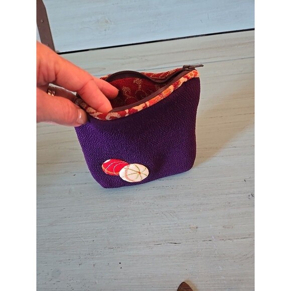 Coin Purse Wallet With Zipper Handmade High Quality Souvenir Purple Bag Homemade - Picture 2 of 9